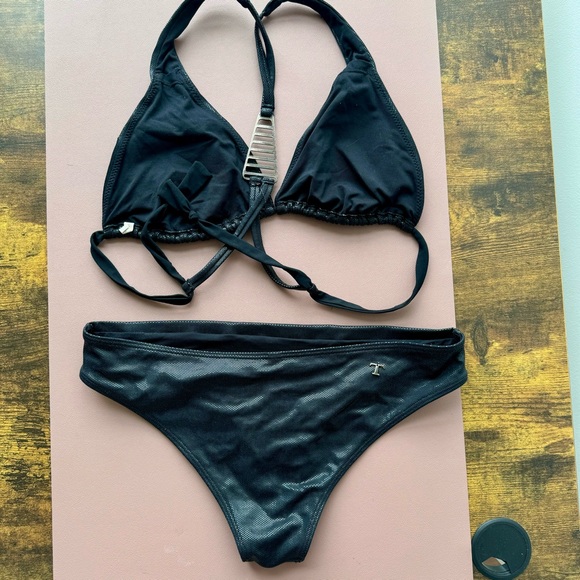 Swimwear two-piece black size M TOUCHE BALNEAIRE  VGUC - Picture 5 of 11